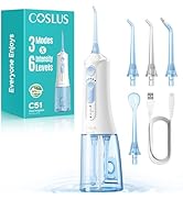 COSLUS C51 Portable Water Flosser for Teeth: 3 Modes &amp; 6 Pressure Settings with Jet Mode Water De...