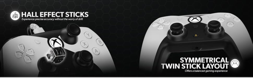 The Competitor Gaming controller with hall effect sticks and symmetrical twin-stick layout.