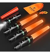 SIMAZO 4 Pieces 11-Inch Traffic Wand Including 1 Storage Bag &amp; 1 Whistle, Bright Led Flashlight w...