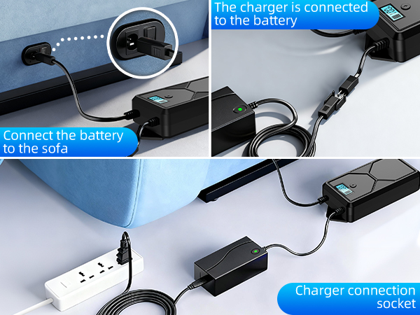 Battery Pack for Reclining Furniture with Charger 2-Pin 2500mAh Recliner Battery Pack Rechargeable