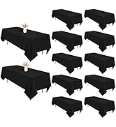 12 Pack Black Tablecloths 60 x 102 Inch Rectangular Table Cloths for Rectangle Tables 6ft, Wrinkl...