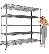 Garvee Storage Shelves, 5 Tier Metal Shelving Units with Wheels, 82" H x 59" W x 23.6" D, 3300 LB...