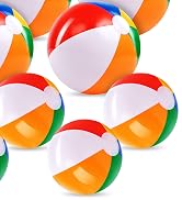 JOYIN Rainbow Beach Balls(18 Pack), Inflatable Swimming Pool Toys for Summer Water Games Kids Bir...