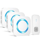 Wireless Doorbell, Waterproof Doorbell Operating at 1300-ft Range with 55 Ringtones 5 Volume Leve...