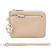 Teskyer Coin Purse Pouch, RFID Blocking Credit Card Holder Zipper Wallet with Wrist Strap and Key...