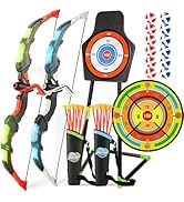 Handwell 2 Pack Bow and Arrow Set with 29in Large Dart Board, LED Light Up Archery Set for Kids w...