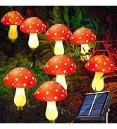 Windpnn Upgraded 8-Pack Red Solar Mushroom Lamp for Garden Decor, 8 Modes Solar Mushroom Garden L...