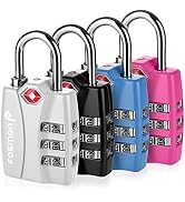 Fosmon TSA Accepted Luggage Locks, (4 Pack) Open Alert Indicator 3 Digit Combination Padlock Code...