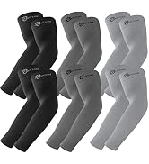6 Pairs UV Sun Protection Arm Sleeves, UPF 50 Arm Compression Sleeves for Men Women Teenager, Tat...