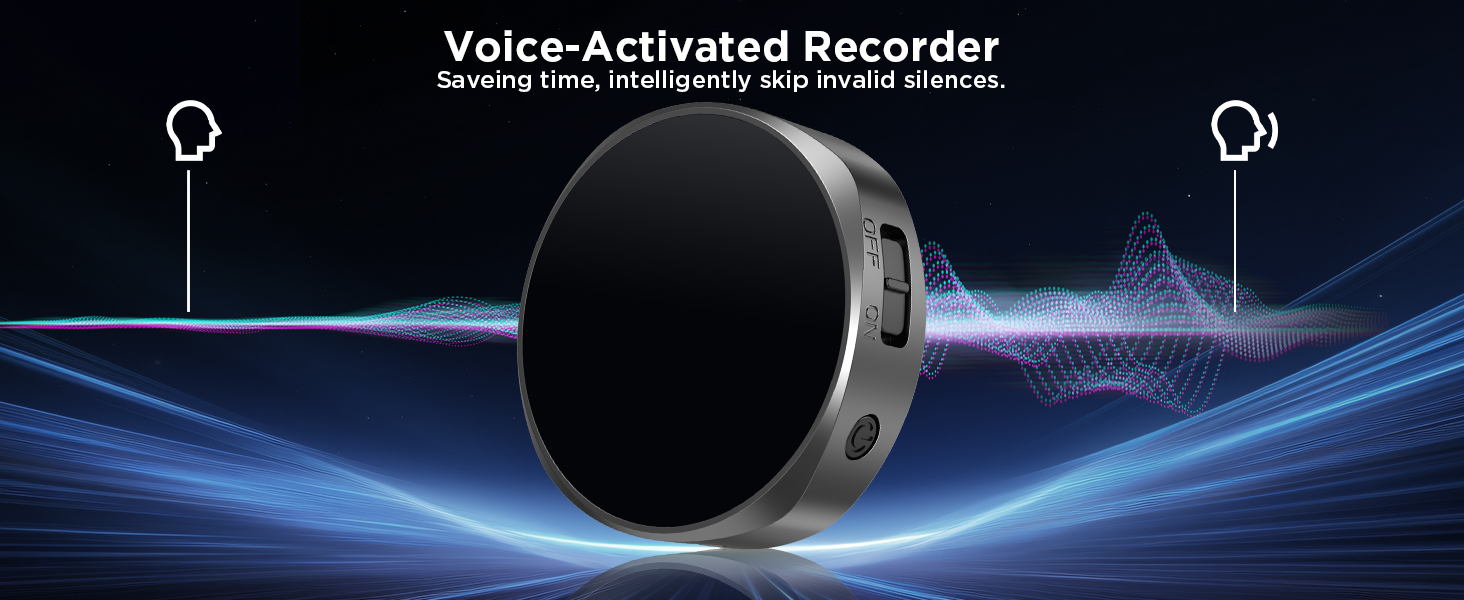64GB Magnetic Voice Recorder - Voice Activated Recorder AI-Intelligent Noise Reduction