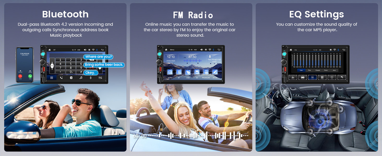 Car Stereo Double Din Car Radio Wireless Carplay Android auto Touch Screen