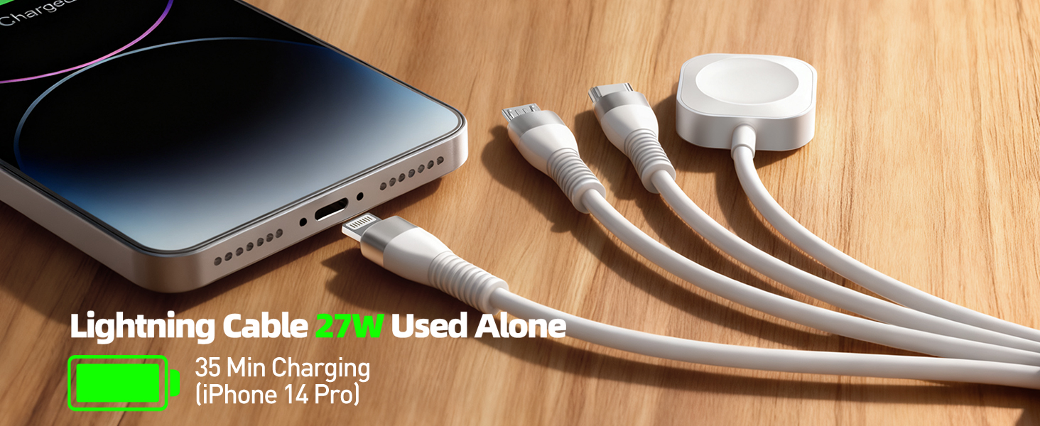 This retractable Lightning cable supports 27W charging and is compatible with all older Apple iPhone
