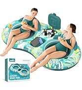 Sunikko X 5-in-1 Pool Floats Adult Heavy Duty River Tube, 2 Person Water Lounge Tanning Pool with...