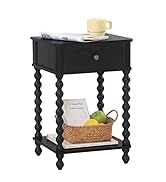 AWASEN Black Nightstand, Bedroom Side Table with Drawer for Living Room, Small Bedside End Table ...