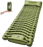 Pretyw Sleeping Pad for Camping - Ultralight Camping Mattress with Pillow, Built-in Foot Pump, Co...