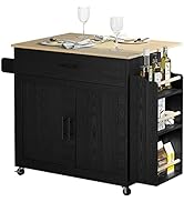 IRONCK Kitchen Island with Storage, Rolling Kitchen Island on Wheels with Drop Leaf, 3 Open Spice...