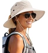 FURTALK Sun Hats for Women with Ponytail Hole Wide Brim Beach Bucket Hat UPF 50+ Fishing Hiking O...