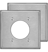 [2 Pack] BESTTEN 2.15 Inch Oversize Single Hole 2-Gang Standard Size Metal Wall Plate with White ...
