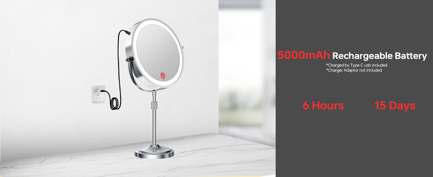 Height Adjustable Lighted Makeup Mirror