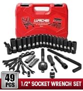 LLNDEI 1/2-Inch Drive Ratchet Impact Socket Wrench Set,Deep Sockets(8-24mm),Spark Plug Socket(16,...