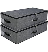 AMJ Foldable Under Bed Storage Basket Container [2 Pack] with Durable Fabric for Clothes, Shoes,T...