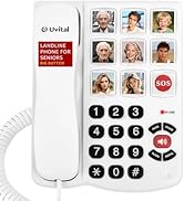Uvital Big Button Phone for Seniors, Corded Landline Phones for Seniors with 8 One-Touch Dialing ...
