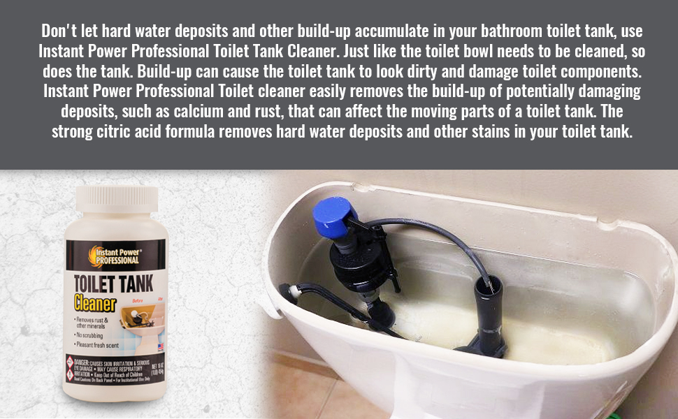 Removes hard water deposits clean dirty and damaged toilet tank components