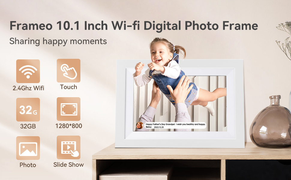 Frameo Wifi Digital Picture Frame 32GB Memory 10.1 Inch