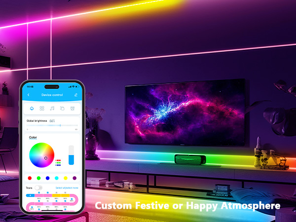 Smart RGB COB LED IC Strip Lights, Addressable High Density Flexible with Remote &amp; App Control