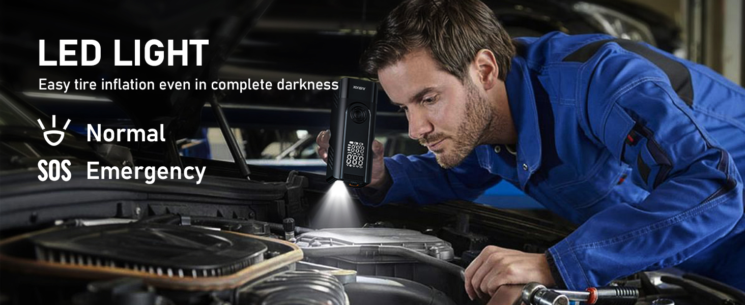 Portable Tire Inflator Air Compressor Cordless bike pump tire inflator with led lights