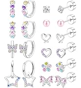 BESTEEL Hypoallergenic Silver Stud Hoop Earrings for Girls Women Surgical Steel Flatback Earrings...