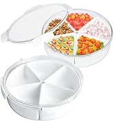 Dualshine Veggie Tray with Lid Divided Serving Platter Round Snackle Box Charcuterie Container Pl...