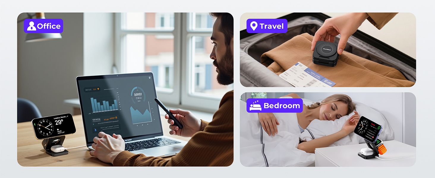 3 in 1 wireless charging station for iphone and watch