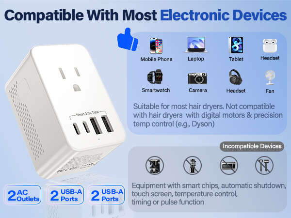 Voltage Converter US to Europe, 220 to 110 Converter for European Travel