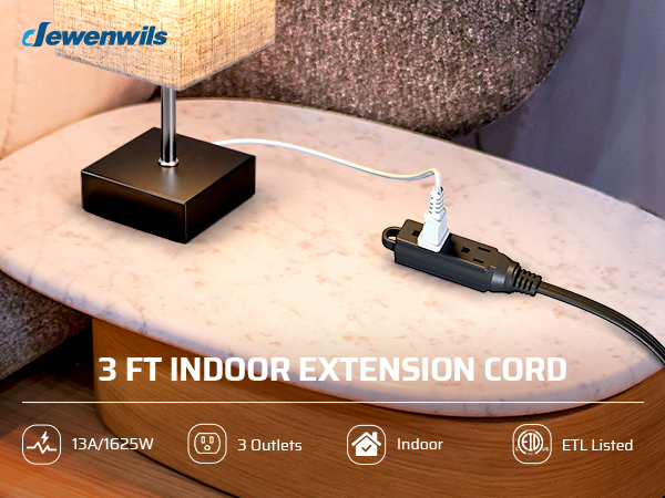 3 FT extension cord black