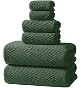 REDKISS 6-Piece Bath Towel Set - 2 Washcloths, 2 Hand Towels, 2 Bath Towels | Ultra-Fiber Coral F...