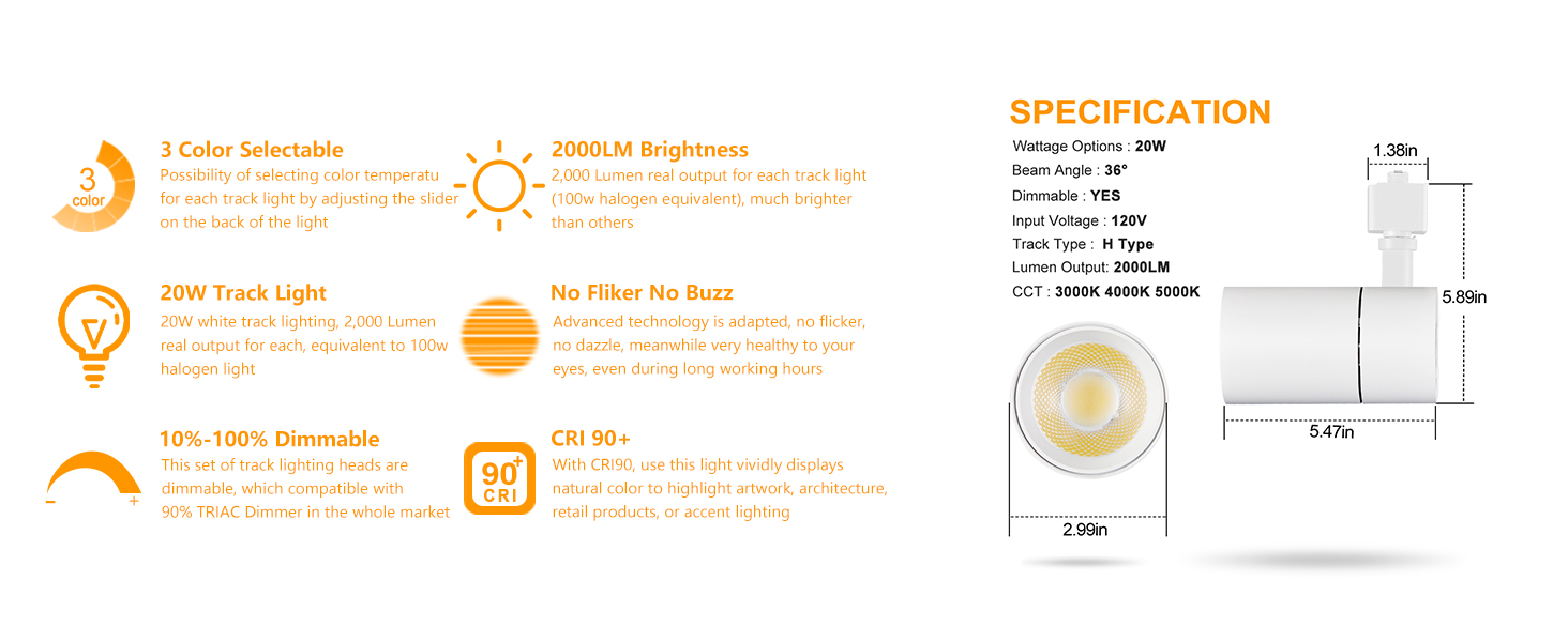 VANoopee TRACK LIGHTING HEADS
