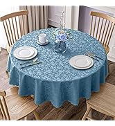 Smiry Round Table Cloth, Waterproof Heavy Duty Vinyl Tablecloths, Wipeable Washable Table Cover f...