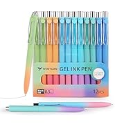 WY WENYUAN Gel Pens, 12 pcs Black Ink Pens Fine Point Smooth Writing Pens, Pastel Pens for Journa...