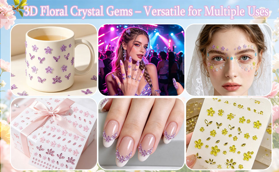 3D Floral Crystal Gems – Versatile for Multiple Uses