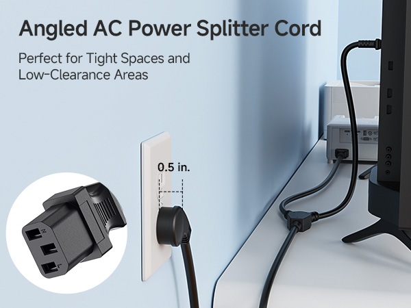 Computer Power Cord Splitter (NEMA 5-15P to 2X IEC C13)