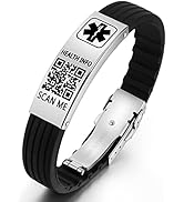 Theluckytag Medical Bracelets for Men Women with QR Code Medical Alert ID Bracelets for Sport Tra...