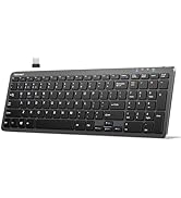 TECKNET Wireless Bluetooth Keyboard Rechargeable - Ultra Slim 2.4G+BT Keyboard with Number Pad, M...