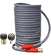 RIDGE WASHER Pressure Washer Hose 100 Feet X 3/8 Inch for Hot and Cold Water, Non Marking Gray Po...