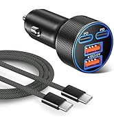 Super Fast Type C Car Charger, Besgoods Dual 45W USB C 4-Port Cigarette Lighter Adapter Compatibl...