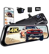 WOLFBOX G850 PRO 4K Mirror Dash Cam with ADAS and BSD, Smart Rear View Mirror with 5.8GHz WiFi, V...