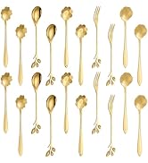 JINGIHE 20pcs Coffee Spoons, Stainless Steel Teaspoons, Flower Leaf Spoon, Stiring Tea Spoon and ...