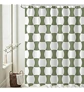 GKLEASG Sage Green Wave Checkered Shower Curtain, Vintage Boho Mid Century Modern Retro Aesthetic...