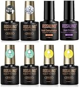 ROSALIND 8 PCS Nail Prep Dehydrator and Primer with Base Coat Top Coat, Glossy Glitter Matte Top ...