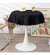 YZKITM Small Round Black Tablecloth 36 Inch Polyester Fabric Washable Table Cover Decorative Wrin...